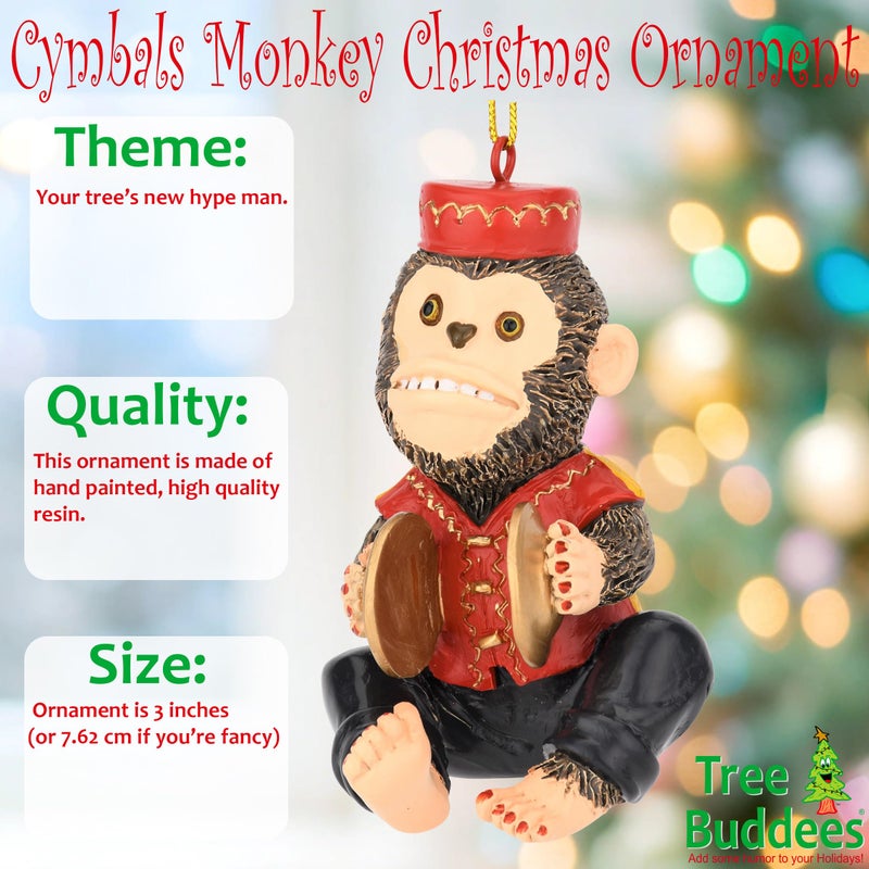 Tree Buddees Retro Wind up Toy Cymbals Monkey Funny Christmas Ornaments - Image 2